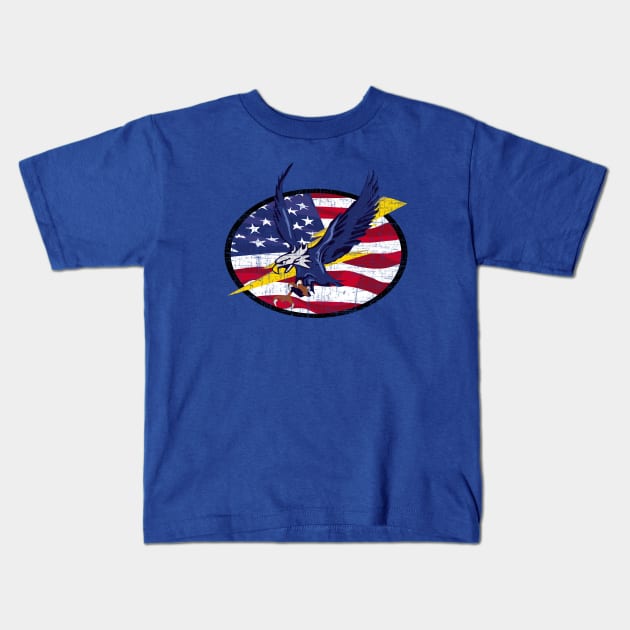 Eagle Patch Lightning Bolt Kids T-Shirt by ilrokery